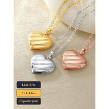 U7 Women Locket Necklace Platinum 14K Gold Photo Lockets That Hold Picture,Chain 20 Inch Person.Alized Gift Custom Love Heart Image Necklaces{Inchcolor_nameinch:Inch05#PlatinumStripeinch} - 05#白金條紋 - 查看 5