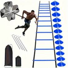 Agility Ladder Training Set - Agility Ladder, Agility Poles, 10 Soccer Cones, Resistance Parachute, 7 Ground Stakes | Basketball, Soccer Training Equipment Suitable For Teenagers And Adults