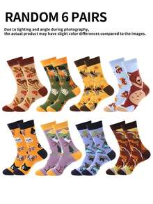 1/2/4/5/6/8 Pairs Women Animal Pattern Interesting & Comfortable Mid-Calf Socks - Multicolor - View 14