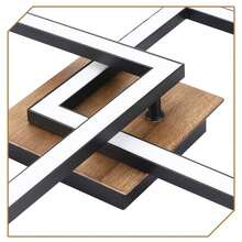 homefire 1/2ER LED Ceiling Light, Modern Ceiling Lamp For Bedroom Or Living Room, 2 Lights, 24W, Wooden Ceiling Lamp, Wood Color, 3000K Warm White, Square Kitchen Lamp, Ceiling Lighting For Bedroom, Hallway, Dining Room, Office, Ramadan - 2 hình vuông ngọn lửa - Xem 8