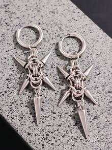 1 Đôi bông tai xích đính đinh tán bạc thủ công, trang sức nữ bằng thép không gỉ chống nước, phụ kiện thời trang phong cách Punk Y2K, trang trí tiệc - Nhiều màu - Xem 4