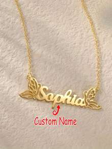 定制个性化名字项链，优雅简约风格，时尚日常项链配饰，DIY生日礼物，情人节礼物，母亲节礼物，圣诞节礼物，毕业典礼礼物，女士时尚吊坠首饰 - 均碼 - 查看 1