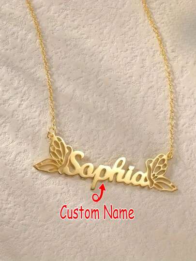 Customized Personalized Name Necklace, Elegant Minimalist Style, Fashion Daily Necklace Accessory, DIY Birthday Gift, Valentine's Day Gift, Gift For Mother, Mother's Day, Christmas, Graduation Ceremony, Women's Fashion Pendant Jewelry