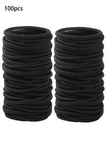 20/50/100/200pcs Black Hair Ties, Suitable For Thick Curly Hair Ponytails, Unisex, For Daily Life Hairstyles And Holiday Looks Ponytail Holders Hair Elastics Hair Rubber Bands Scrunchies Hair Rope Elastic Hair Tie, Hair Bobbles ,Head Piece