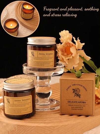 1pc Natural Floral Scented Candle, Highly Fragrant & Long-Lasting Single Wick Candle In Reusable Glass Jar, Creative Candle, Church Candle, Suitable For Home Decor, Christmas Gift For Friends, New Year Gift, Birthday Gift, Valentine's Day Gift For Boyfriend And Girlfriend