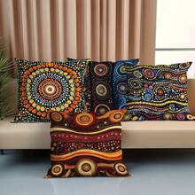4 piezas de funda de almohada súper suave, funda de almohada universal para todas las estaciones, sin núcleo de almohada, imagen de arte indígena, duradera, adecuada para Navidad, Acción de Gracias, uso en exteriores e interiores, cama, sofá y otras fundas de cojín, decoración para fiestas temáticas (núcleo no incluido) - Multicolor - Ver 4