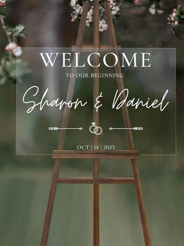 1pc Transparent Blank Acrylic DIY Wedding Entrance Sign, Acrylic Welcome Board, Wedding Welcome Sign, Acrylic Wedding Signage, Customizable Wedding Identification Suitable For Birthday Party, Theme Party, Valentine's Day, Indoor/Outdoor Wedding Venue Directional Sign (Multiple Sizes Available)
