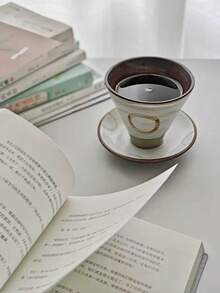 Creative Niche Ceramic Coffee Cup & Saucer Set, Japanese-Style Mug, Retro Coarse Pottery Latte Cup - Multicolor - View 8