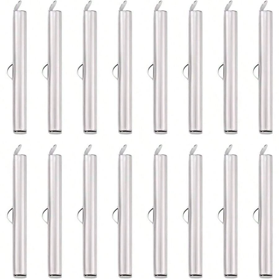 20Pcs Brass Slide On End Clasp 5.56x35x4mm Tube Slider End Caps Crimp End Multi - Strands Jewelry MakingPlatinum - 鉑金+5.5-6x35毫米 - 查看 1