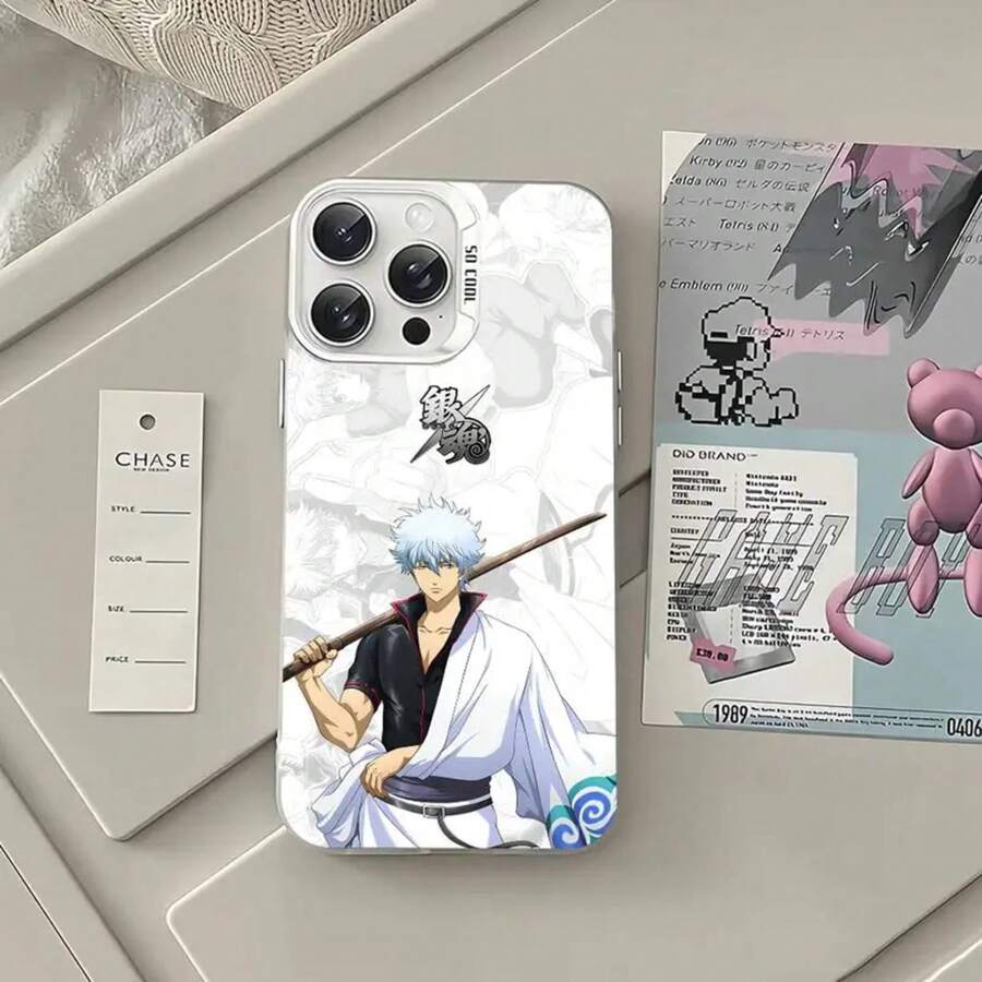 Custodia per telefono Anime Gintama Sakata Gintoki, cover in argento compatibile cone 16, 15, 14, 13, 12, 11 Pro Max Plus, cover compatibi iPh, iPhoneo, iPhone 17 Pro Max - Z4 - Visualizzare 1