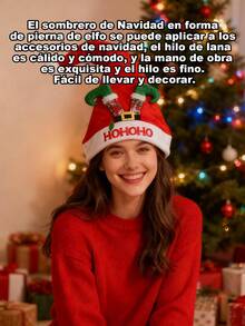 1 gorro navideño, hecho de tela de felpa corta, suave y que no se desprende, empalme rojo y blanco, moderno y cálido, adecuado como atuendo de fiesta de Navidad, accesorios de fotos familiares de Navidad, también se puede colgar en el gabinete de entrada del árbol de Navidad como decoración, ligero y fácil de llevar, buena elasticidad, adecuado para que lo usen diferentes grupos de personas, es un artículo de nicho que resalta el gusto estético en la temporada navideña - 192952687 Rojo - Ver 3