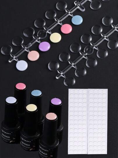 Transparent Round Nail Polish Swatch Display Wheel With Adhesive Tips - Reusable Color Chart For Salon Showcase, DIY Practice & Nail Technician Training, Essential Nail Art Organization Tool