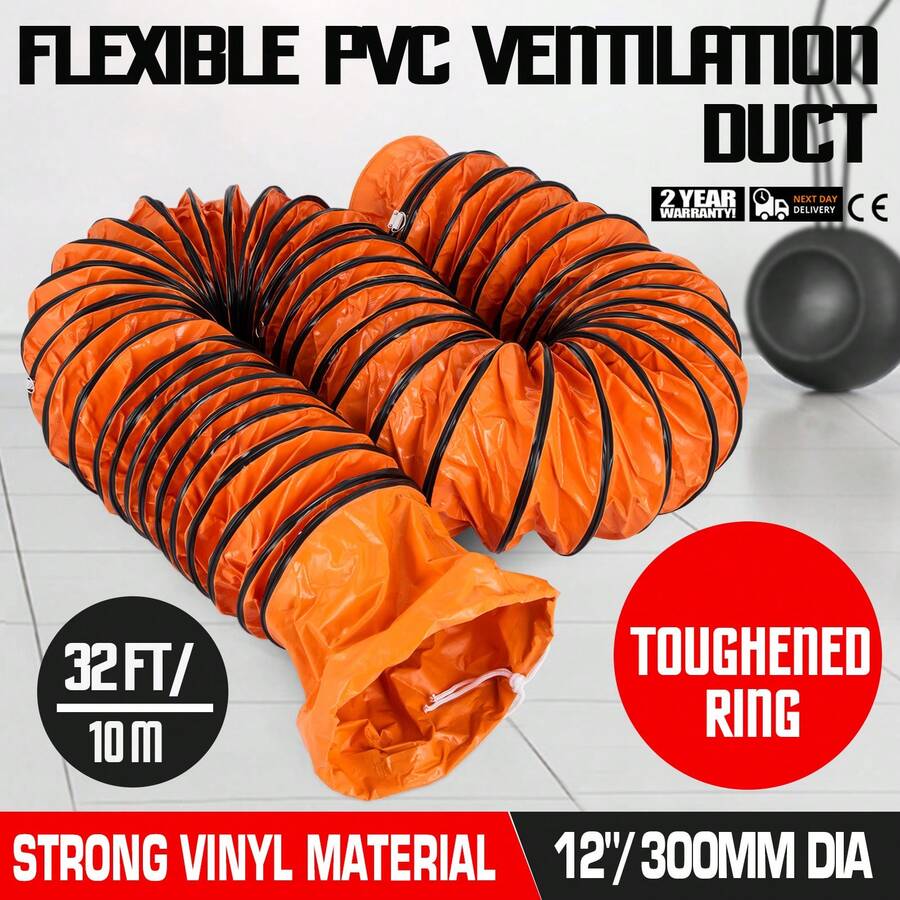 Manguera de conducto de 32 pies, manguera de conducto Flexible de PVC para ventilador de ventilación de 12 pulgadas, ventilador de escape - 32 pasteles - Ver 1