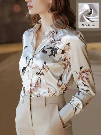 Camisa de mujer con botones florales ELVA de manga larga, atuendos occidentales para mujer, ropa de oficina para mujer en otoño, ropa de mujer de vuelta a la escuela, camisas vintage, blusas para salir, ropa elegante y casual para mujer, ropa básica, atuendos de maestra, ropa casual de negocios para mujer, atuendos corporativos para mujer