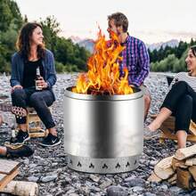 Base para Fogata de 50 cm, Anillo para Firepit de Acero Inoxidable 304 Reforzado, Soporte Pesado para Chimenea Exterior, Ideal para Camping, Jardín o Terraza - Plateado - Ver 1
