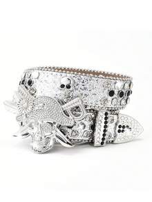 1 Thắt lưng Unisex, Khóa đầu lâu cướp biển đính đá lấp lánh Thiết kế thời trang, Phụ kiện đính đá Thắt lưng đinh tán phong cách Punk, Thích hợp kết hợp với quần jean, áo khoác hoặc đồ trang trí tiệc tùng, v.v. - Thắt lưng kim cương đầu lâu cướp biển - Xem 12