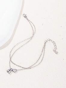 1pc Fashion Elegant Lady Hot Sell Silver Love 26 Letter Double Layer Anklet - Silver - View 3