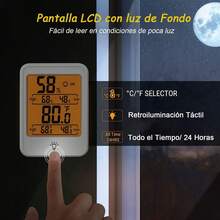Termómetro Higrómetro Digital, Monitor Temperatura Humedad, Pantalla LCD Con Retroiluminación Y ° c/ ° F Cambiar, Termometro Digital Pared, Con Soporte, Registros Mínimos Y Máximos Para Hogar, Escuela - blanco - Ver 12