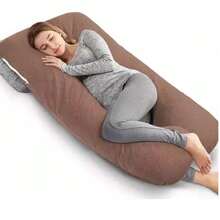 1 Pieza Almohada De Maternidad Abrazable ,Con apoyo lateral,Funda Desmontable,Almohada para dormir,Pregnancy Pillow,Cojin ajustable de Lactancia,Almohada para niños,Colecho para niños - Café integral - Ver 3