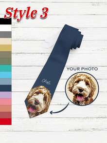 一款个性化定制领带，可上传面部照片，以及各种人物或宠物照片进行定制。一款非常独特的领带，可爱又独特，无需打结，佩戴方便。面料柔软，易于清洁。适合送给父亲、丈夫、男朋友的礼物，适合父亲节、婚礼、生日、周年纪念日、派对等场合。 - 彩色 - 查看 8