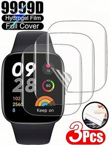 3片装超高清水凝胶膜，兼容 9/4/5/6/10/3/2/11代 Ultra（40mm/44mm/42mm/46mm/49mm）和7/8代（41mm/45mm），手表屏幕保护膜，软膜材质，非玻璃材质。 - 無色 - 查看 14