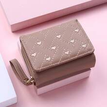 Carteras para mujeres, cartera kawaii linda, cartera de diseñador de lujo, cartera rosa, cartera pequeña de cuero para mujeres, monedero - Caqui - Ver 14