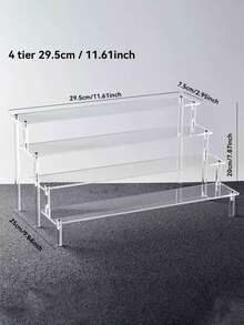 1pc Multi-Tier Transparent Acrylic Step Shaped Display Rack, Desktop Acrylic Multi-Layer Versatile Blind Box Display Stand For Collectibles, Perfume, Cosmetics Storage & Display - Clear - View 4