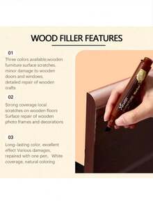 1pc Brown/Walnut Color, Furniture Wood Touch-Up Pen, Wood Floor Furniture Scratch Touch-Up Color Repair Pen To Cover Scratches, Dents, Wood Cracks, Holes In The Table,New And Old Models Are Shipped Randomly