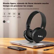 Auriculares Bluetooth de Diadema, Sonido Inmersivo con Reducción de Ruido, Batería Larga Duración, Diseño Ergonómico, 2 Colores (Negro/Blanco), Ideal para Regalar - Negro - Ver 2