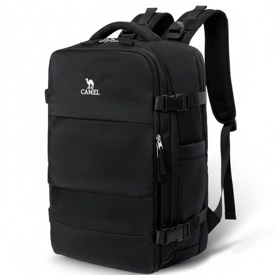 CAMEL CROWN Mochila de gran capacidad, nueva mochila de senderismo, estilo coreano, viaje casual, bolsa de ciclismo al aire libre, adecuada para hombres y mujeres - Negro - Ver 1