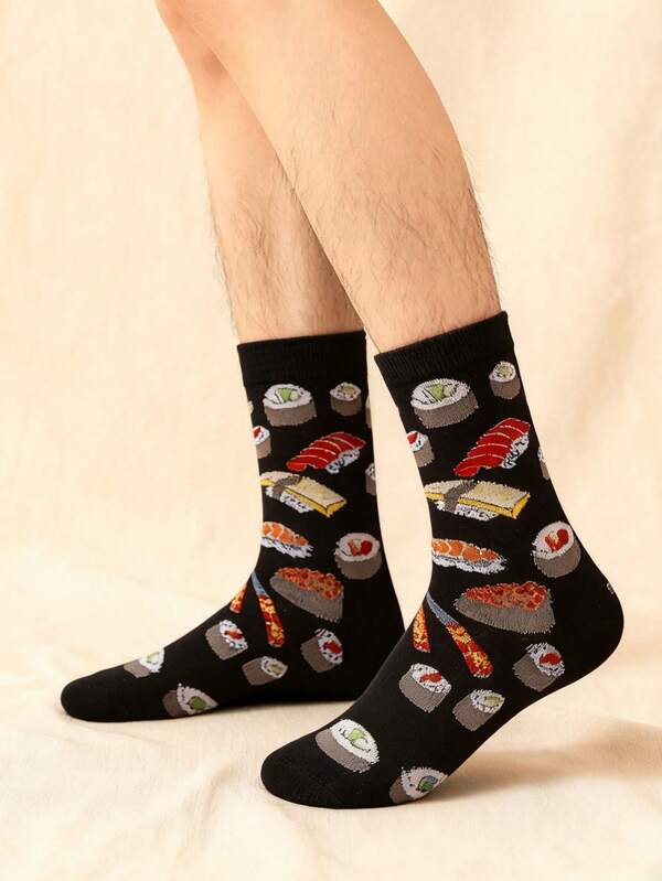 1 Paar neuartige und interessante Sushi-gemusterte Socken. Weiche und bequeme Socken in Knöchelhöhe. Herren- und Damenversionen erhältlich, geeignet für Sushi-Liebhaber