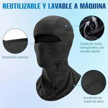 Pasamontañas transpirable, calentador de cuello de invierno, pasamontañas de una sola capa con protección, transpirable, a prueba de viento, para motocicleta, camping y senderismo, unisex - Camuflaje negro - Ver 2