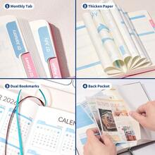 52 Weeks Weekly Planner Undated Spiral Agenda A5 Notebook Daily Student Schedules Journal Stationery Office School Supplies (Pink),School Supplies,Back To School