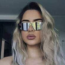 1 Piece Unisex Punk Style Oversized Round Glasses - Non-Prescription, Lightweight Plastic Frame, Tortoiseshell/Clear/Black/Tinted Lens Options, Protective Reflective Lenses, Suitable For Music Festivals/Parties/Weddings & Various Events - 白色 - 查看 1
