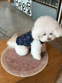 Roupa para animais de estimação, estampa azul fofa, casaco acolchoado para outono/inverno, jaqueta de plumas - para cães e gatos.