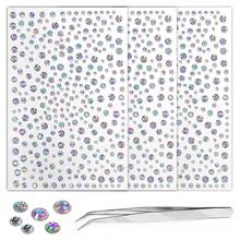 Whitelaser 975Pcs DIY Face Gems - 3/4/5/6 Mm Body Rhinestones & Crystals For Face Makeup & Crafts, Self-Adhesive Eye & Hair Jewels{Inchcolor_nameinch:Inchgem_whitelaserinch} - 寶石白激光 - 查看 1