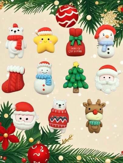 11pcs Detachable Santa Claus, Christmas, Snowflake, Garden Shoes Beach Shoes Decoration Chain, Perfect Holiday Gift