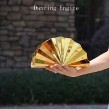 Dancing Engine Túi xách cầm tay dự tiệc sang trọng, lấp lánh, dành cho nữ, kiểu dáng hình quạt, thời trang và cá tính. - Vàng - Xem 4