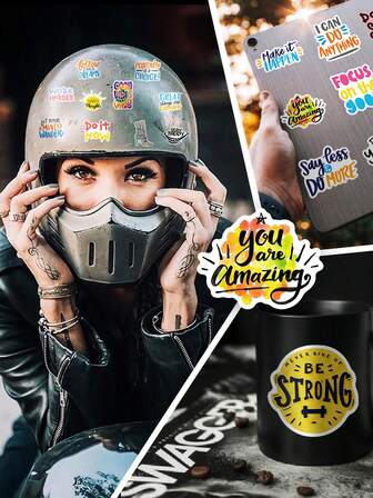 50pcs English Motivational Text Stickers DIY Handbag Luggage Reward Stickers