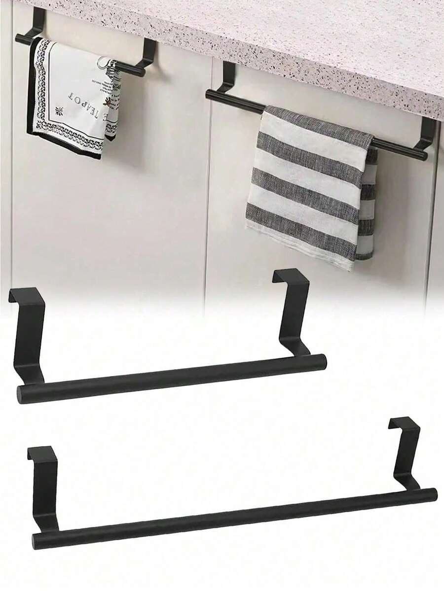Stainless Steel Towel Rack Multi-Purpose Single Door Bathroom Kitchen Cabinet Towel Rag Rack Shelf Hanger Punch-Free Rag Hanger - Multicolor - View 1