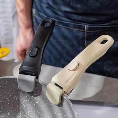 Detachable Pot Handle - Heat-Resistant And Durable Ergonomic Plastic Grip, Easy To Install And Remove, Black/Beige Options For Kitchen And Outdoor Cooking, Cookware Accessory, Streamlined Handle Design, Convenient Installation, Comfortable Grip Material
