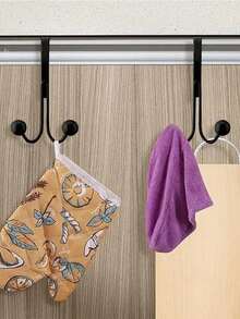 Percha para colgar sobre la puerta, montaje en pared con doble gancho, organizador multifuncional sin necesidad de taladrar, colgador de puerta para colgar ropa, organizador para dormitorio, sala de estar, dormitorio, baño, decoración de otoño, artículos esenciales para el hogar, vuelta al colegio - Multicolor - Ver 10