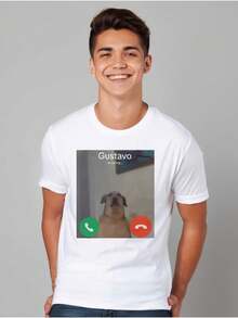 Gustavo Dog Caramel Printed 100% Cotton Meme T-Shirt Unisex Round Neck Humor Shirt - trắng - Xem 2