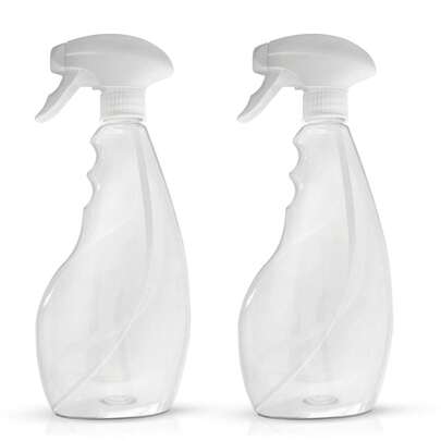 Set de 2 Botellas Pulverizadoras Reutilizables de Plástico Transparente 500 ml | Atomizador con Gatillo Ajustable para Limpieza, Jardinería y Desinfección
