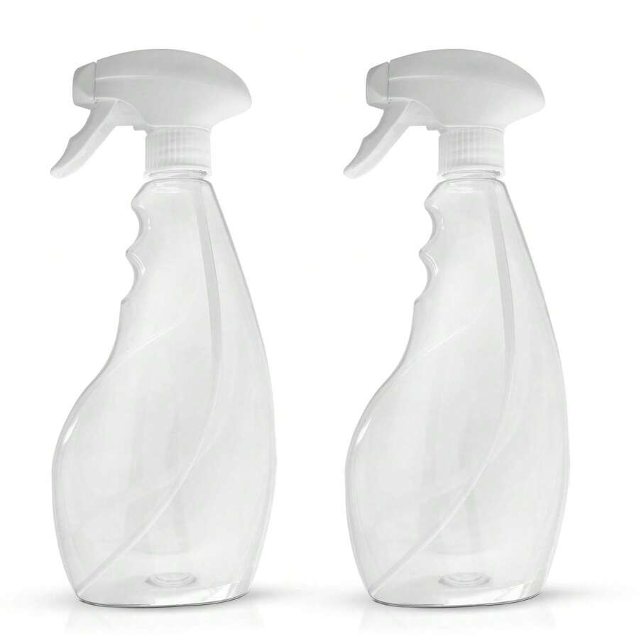 Set de 2 Botellas Pulverizadoras Reutilizables de Plástico Transparente 500 ml | Atomizador con Gatillo Ajustable para Limpieza, Jardinería y Desinfección - Blanco - Ver 1