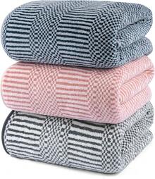 3Packs Toallas de Baño Ultra Suaves Juego de Toallas de Secado Rápido Altamente Absorbentes para Baño, Playa, Piscina, Gimnasio, SPA - 1*gris oscuro+1*curry+1*azul oscuro - Ver 8