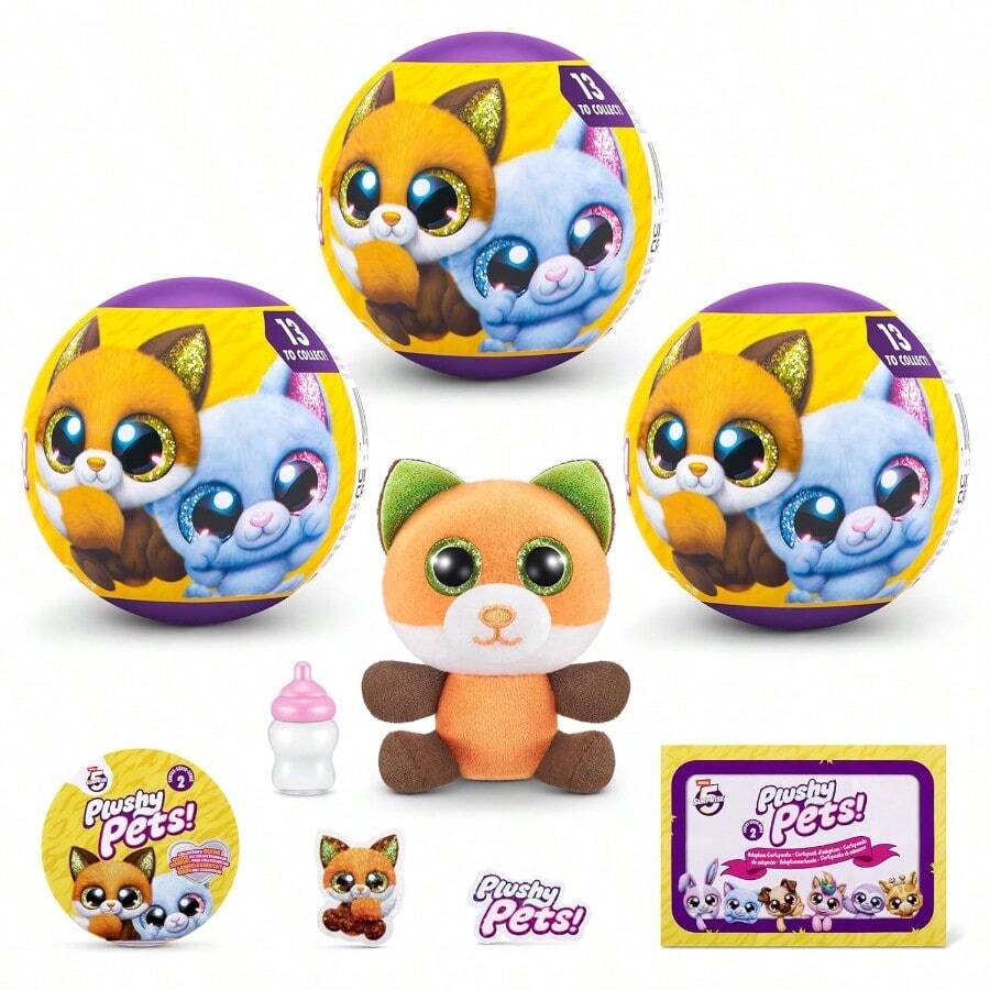 5 Surprise Plushy Pets Series 2 3 Pack By Collectible Mystery Capsule Plushy Pet Adoption Toy For Girls Teens - as pic - View 1
