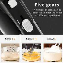 SOKANY-6621 电动手持搅拌机，800W 铜芯电机，5 档精准速度设置，15 秒快速打发，304 不锈钢双搅拌桨，连续运行不发热，拆卸清洗便捷，适用于面包店、饮品店及家庭使用，宝迈厨房必备 - 查看 4