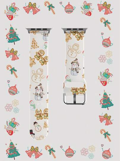 [Pulseira Inteligente com Tema de Natal] 1 Pulseira de Silicone para Relógio Inteligente, ideal para o feriado, compatível com Apple Watch, perfeita para todos os modelos e séries (incluindo Ultra/SE/Séries 1-11), com tamanhos de concha de 38 mm, 40 mm, 41 mm, 42 mm, 44 mm, 45 mm, 46 mm e 49 mm. Presentes para festivais masculinos e femininos.