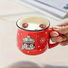 1/4pcs Mini Cartoon Mug Creative Ceramic Graffiti Santa Claus Elk Cups Christmas Gifts Milk Coffee Tea Drinkware Water Cups
